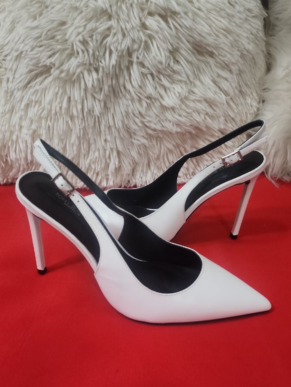 Tony Bianco Asti White Pointed Slingback Heels